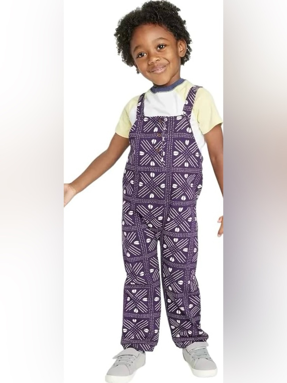 Ade + Ayo Kids Purple, White Patterned Jumpsuit Overall Sz 3T Boys Girls Comfy